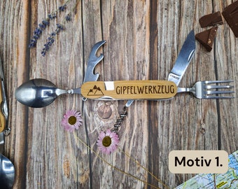 Campingbesteck Gipfelwerkzeug Multifunktion | Berge | Wandern | Geschenkidee | Geburtstagsgeschenk | Geschenkset | Küche | Personalisiertes