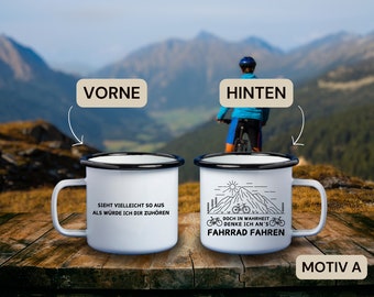 Funny bicycle mountain bike enamel mug for the office | Bike tour | Tea cup coffee cup | Mountain bike | Gift set | scented candle