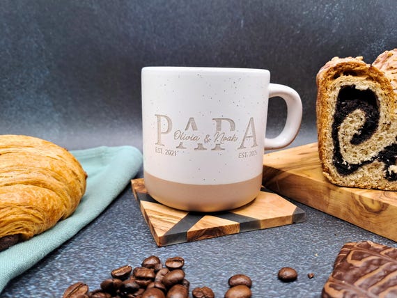 Personalisierte Tasse für Papa | Mit Namen und Geburtsjahr Kinder | Vatertagsgeschenk | Geschenkset für Vater Baby | Papa Tasse mit Gravur
