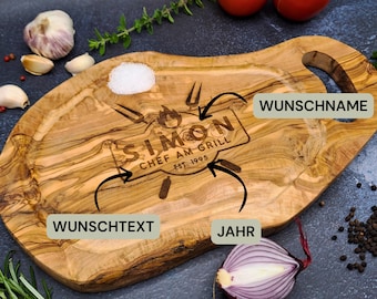 Olive wood steak board | BBQ grill board | Garden grilling | Cutting board | Men's gift | Father's Day | Birthday | Grill master