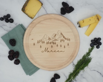 ハイカーへのギフト | 山頂 | アルプス登山モチーフ | パーソナライズ | まな板 | ギフトアイデア | 誕生日プレゼント