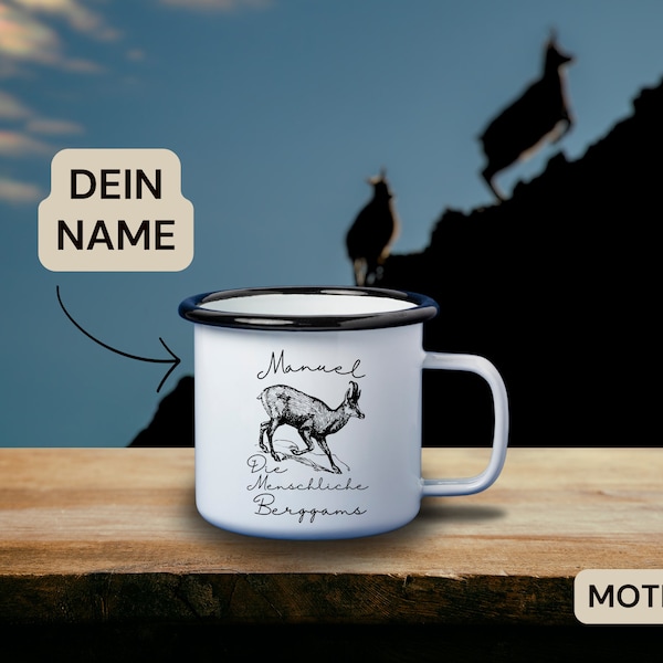 Berggams Capricorn Personalized Mug Enamel Vintage Mug | mountains | Hiking | Alps | Gift | birthday | Office cup | scented candle