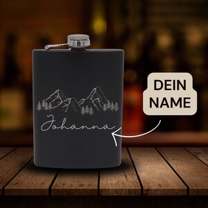 Personalisierter Name Flachmann Geschenkset Berge Alpen Wandern Edelstahl-Trinkflasche Outdoor Camping Geschenkidee Bild 4