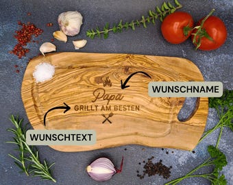 Gift for Dad: Olive Wood Steak Board | BBQ | Garden Grilling | Father's Day Gift | Birthday | Men's Gift | Cutting Board