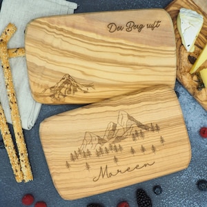 Hiking mountain gift | Personalized olive wood | Alps | Outdoor camping | Christmas gift | Breakfast board | Kitchen | Girlfriend