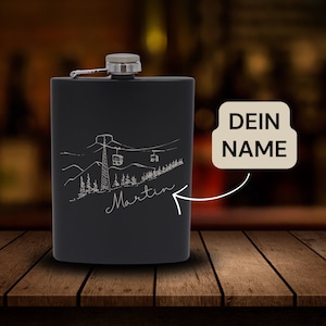 Ski Lift Ski Resort Personalized Name Hip Flask Gift Set | mountains | Alps | Hiking | Stainless steel drinking bottle | Camping | Gift idea