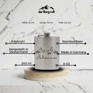 Personalisierter Name Flachmann Geschenkset Berge Alpen Wandern Edelstahl-Trinkflasche Outdoor Camping Geschenkidee Bild 5