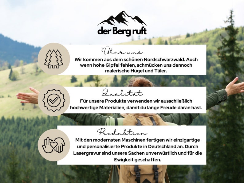 Personalisierter Name Flachmann Geschenkset Berge Alpen Wandern Edelstahl-Trinkflasche Outdoor Camping Geschenkidee Bild 8