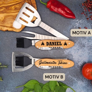 Grill tongs BBQ multi-tool 5 in 1 | Camping | Grilling | Gift idea | Summer | Garden | Kitchen | Birthday present | Personalized