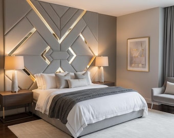 Personalized/Custom Upholstered King size Headboards Bedroom Luxury soft Wall Panels-Modern interior Decor/ Unique headboards