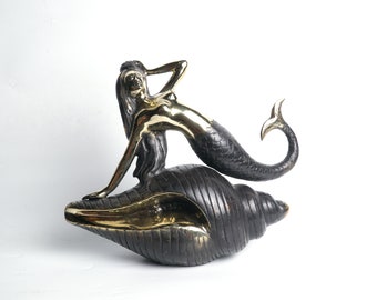 Mermaid Bronze Sculpture, Mermaid Figure, Sea Life, Bronze Statue, Home Decor, Room Decor, Ornament, Housewarming, Birthday Gift, Gift Idea