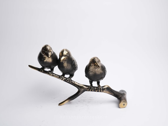 Bronze Birds on a Branch Statue Bird Figurine Love Bird - Etsy