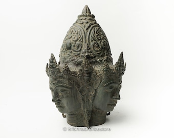 Lord Vishnu Head Bronze Sculpture, Hindu God Figurine, God, Brass, Room Decor, Home Decor, Bronze Sculpture, Brass Statue, Christmas Gifts