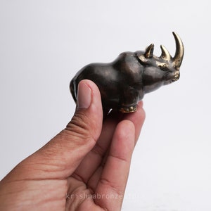 Bronze Rhino Sculpture - Sumatran Rhinoceros Sculpture - Handmade Statue - Bronze & Brass - Statue - Vintage -  Gold- Handmade