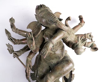 LARGE Lord Ganesh Sculpture, Elephant Head Ganesh, Bronze Statue, Brass, Handmade, Hand Carved, Home Decor, Spiritual, Room Decor