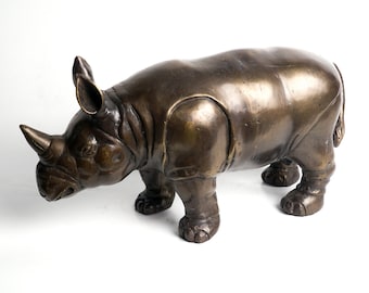 Bronze Rhino Sculpture, Rhino Statue, Bronze Statue, Bronze Sculpture, Handmade, Hand Carved, Home Decor, Room Decor, Gift Idea