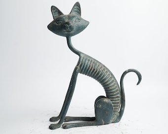 Bronze Abstract Cat Figure Sculpture, Cat Statue, Cat Lover, Animal, Bronze Sculpture, Home Decor, Christmas Gift, Birthday Gift