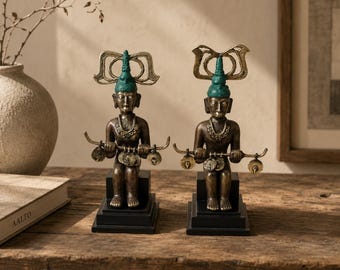 1 Set Primitive Sculpture 11.8" inch - 30 Cm, Primitive Bronze Sculpture , Ethnic, Bronze  Sculpture, Borneo Brass, House Decor, Room Decor