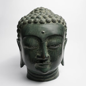 Buddha Head Statue, Buddha Bronze, Buddhist, Buddha Brass, Bronze Decor, Brass Decor, Smile Buddha Head Statue, Home Decor, Gifts