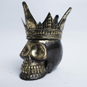 Skull With Crown Statue - Skull Sculpture - Bronze Statue - Handmade - Vintage Statue - Unique - Housewarming || 3.3&quot; Inch / 8.5 Centimeter