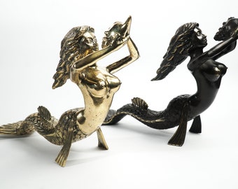 Detailed Bronze Sculpture of a Mermaid Mermaid Decoration 