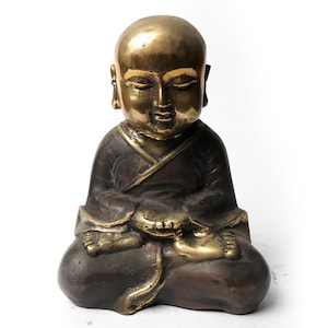 Brass Little Monk Meditation Sculpture, Buddhist Monk Figure, Buddha Statue, Buddhism, Buddha Decor, Home Decor, Gift For Her