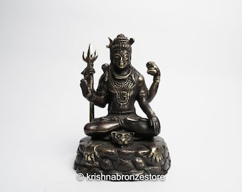 ミニブロンズシヴァ神像、ヒンドゥー教の神彫刻、6.25インチ - Etsy 日本