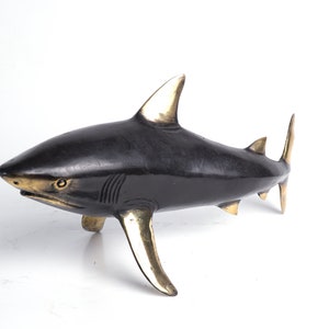 Bronze Shark Sculpture, White Shark, Sea Life, Shark Statue, Handmade, Hand Carved, Ornament, Housewarming, Miniature, Home Decor, Gifts