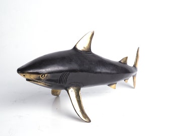 Bronze Shark Sculpture, White Shark, Sea Life, Shark Statue, Handmade, Hand Carved, Ornament, Housewarming, Miniature, Home Decor, Gifts