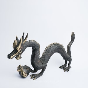 Bronze Dragon Sculpture - Figure - Handmade - Statue - Sculpture - 6.2&quot; Inch / 15.7 Centimeter
