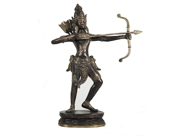 Bronze Arjuna Sculpture, Arjuna Statue, Epic Ramayana, India, Hindu Stories, Bronze Statue, Handmade, Hand Carved, Ornament, Home Decor
