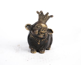 Bronze Prince Pig, Pig Figure, Animal Sculpture, Bronze Sculpture, Brass Statue, Handmade, Handicrafts, Home Decor, Room Decor, Gifts