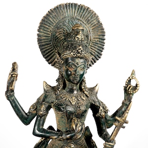 Goddesses Sarasvati Bronze Statue, Saraswati Figurine, Saraswati on Swan. Hindu Goddess of Knowledge, Music, Art, Wisdom & Education