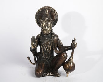 Bronze Lord Hanuman Statue , Lord Hanuman Figurine,Monkey King, Hindu God, Ancient Hanuman Statue, Birthday Gift, Ornament