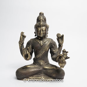 Miniature Bronze Vishnu Sculpture, Trimurti, Hindu Gods, Brahma, Vishnu, Shiva, Bronze Sculpture, Brass Statue, Gods Sculpture, Home Decor