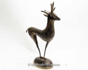 鹿のミニチュア彫刻、鹿のブロンズ、ブロンズ彫刻、ブロンズ、真鍮彫刻