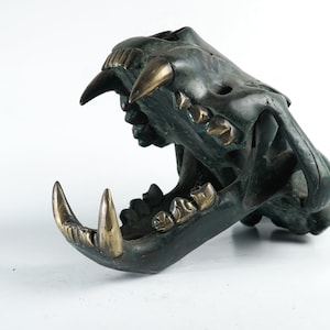 Bronze Tiger Skull Head Sculpture, Skull Statue, Tiger Head, Handmade, Handicraft, Skull Ornament, Home Decor, Room Decor, Outdoor, Gifts