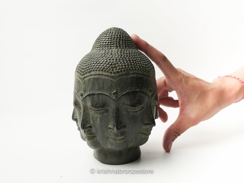 Buddha Head Bronze Statue, Buddha Figurine, Buddha Face, Brass Art, Meditation, Spiritual, Handmade, Bronze Sculpture, Gifts image 4