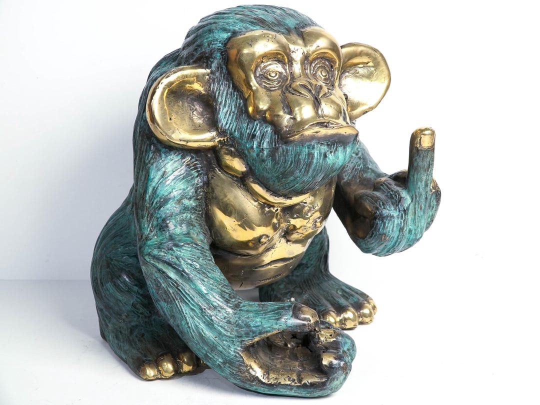 Bronze Middle Finger Gorilla Sculpture 30 Cm 11 8 Inch Funny bronze-middle-finger-gorilla-sculpture-30-cm-11-8-inch-funny