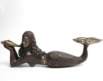 Bronze Mermaid Figure, Mermaid Devi, Mermaid Brass, Mermaid Sculpture, Mermaid Ornament, Housewarming, Mermaid Decor, Home Decor