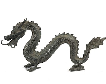 Bronze Antique Dragon Figure Sculpture, Dragon Figure, Chinese Dragon, Dragon Ornament, Miniature, Home Decor, Housewarming, Gifts