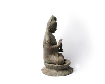 観音菩薩、慈悲の女神、中国の像、ブロンズ像、アンティーク像、家の