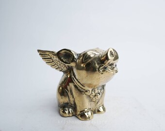 Fliegende Schwein Statue - Tier - Handgemachte Statue - Bronze Skulptur - Handarbeit - Housewarming - Raumdekoration || 2,2" Zoll / 5,6 Zentimeter