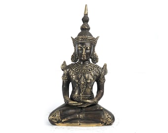 美しい木製のタイ仏像、14.5インチx8.5インチx4インチ、コレクター