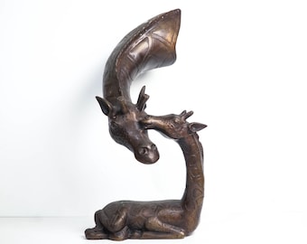 Giraffe bronze sculpture 25 Cm - 9.9 " inch , bronze giraffe statue, giraffe metal art, wildlife bronze sculpture, handcrafted giraffe