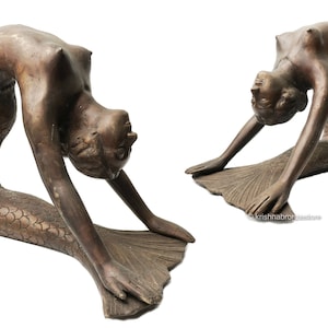 Bras Meerjungfrau Statue, Meerjungfrau Dekor, Meerjungfrau Statue devi, Meerjungfrau Figur, Skulptur Meerjungfrau, Messing Meerjungfrau, Wohnkultur, Weihnachtsgeschenke