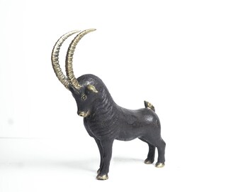 Nubian ibex bronze statue, 25 Cm -  9.8" inch, metal, goat, decor, art, wild, cast, sculpt, figurine, antique, desert, rustic, rare, unique