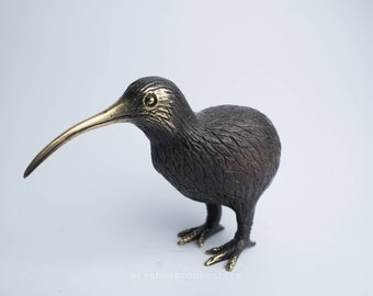 Kiwi Vogel Statue - Handgemacht - Tier - Vogel Statue - Bronze Skulptur - Messing - Vintage - Home Decor || 4.7 "Zoll / 12 Zentimeter