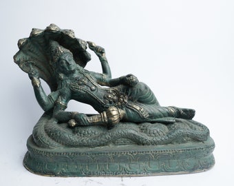Lord Vishnu in complete control of the multi-headed Cobra, Lord Vishnu, 5 headed Cobra, The Preserver, Trimurti, Hindu Trinity, Hiduism