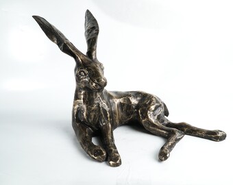 Bronze Rabbit Sculpture, Rabbit Statue, Brass Rabbit, Animal, Hand Carved, Hand Carved, Rabbit Ornament, Housewarming, Living Room Decor